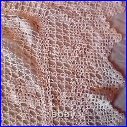 ANTIQUE VINTAGE LACE CROCHET BED SPREAD TABLE CLOTH THROW OWLS BIRDS 190cmx210cm