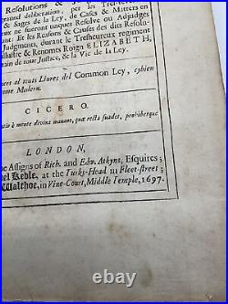 Antique-1697- Justice Law Book, Coke Edward Sir, English, French And Latin, londo