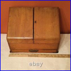 Antique 1800's English Wood Travel Writing Lap Desk & Document Box Vintage