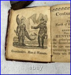 Antique 1817 miniature book leather Costumes of Different Nations 2x2.5 real