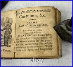 Antique 1817 miniature book leather Costumes of Different Nations 2x2.5 real