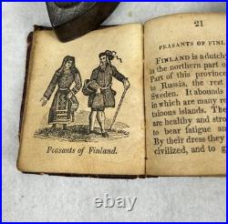 Antique 1817 miniature book leather Costumes of Different Nations 2x2.5 real
