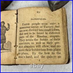 Antique 1817 miniature book leather Costumes of Different Nations 2x2.5 real