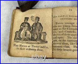 Antique 1817 miniature book leather Costumes of Different Nations 2x2.5 real