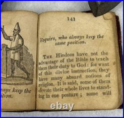 Antique 1817 miniature book leather Costumes of Different Nations 2x2.5 real