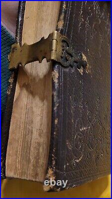 Antique 1865 Small Holy Bible Old And New Testament With Clasp AS IS