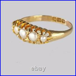 Antique 18ct Gold Pearl Ring Victorian / Edwardian English Vintage Pearl Ring