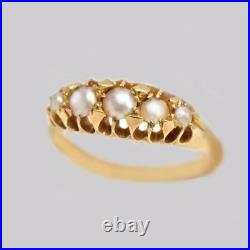 Antique 18ct Gold Pearl Ring Victorian / Edwardian English Vintage Pearl Ring