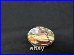 Antique 18th Century Bilston English Enamel Patch Box, Deer