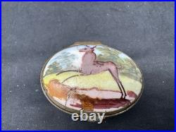 Antique 18th Century Bilston English Enamel Patch Box, Deer