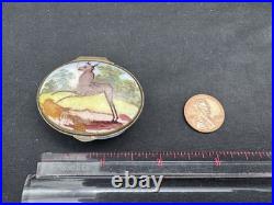 Antique 18th Century Bilston English Enamel Patch Box, Deer