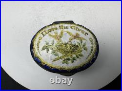 Antique 18th Century Bilston English Enamel Patch Box, I Love the Giver