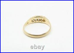 Antique 1910 English HM Solid 18ct Gold 750 Diamond Gypsy Ring Size N Vintage