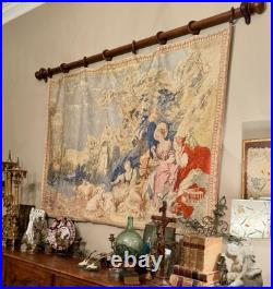 Antique 19th Century Large English Tapestry from Early 1800's Pastoral Scene OLD