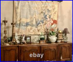 Antique 19th Century Large English Tapestry from Early 1800's Pastoral Scene OLD