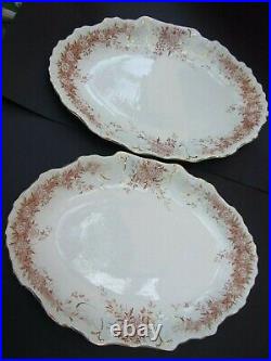 Antique 2 Burgess &Leigh Semi Porcelain Turkey Platters Burslem England Vintage