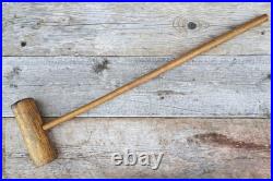 Antique Ash Hardwood English Croquet Mallet Round Head Wooden Vintage