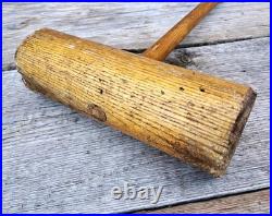 Antique Ash Hardwood English Croquet Mallet Round Head Wooden Vintage
