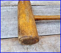 Antique Ash Hardwood English Croquet Mallet Round Head Wooden Vintage