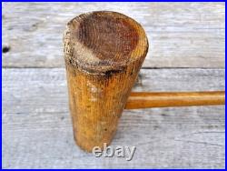 Antique Ash Hardwood English Croquet Mallet Round Head Wooden Vintage