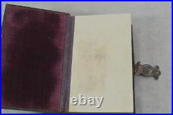 Antique Bible velvet covers silver clasp 5x3.25 pre civil war 1852 original