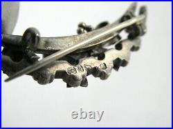 Antique Birmingham English Sterling Silver and Gilded Victorian Bow Pin Brooch