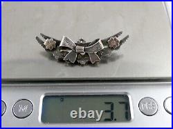 Antique Birmingham English Sterling Silver and Gilded Victorian Bow Pin Brooch