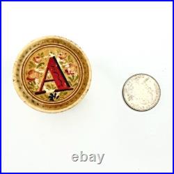 Antique Bone Alphabet Counters Set 26 Letters Box Early 1800s