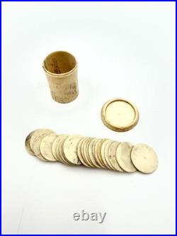 Antique Bone Alphabet Counters Set 26 Letters Box Early 1800s