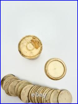 Antique Bone Alphabet Counters Set 26 Letters Box Early 1800s