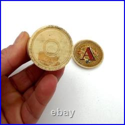 Antique Bone Alphabet Counters Set 26 Letters Box Early 1800s