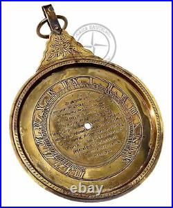 Antique Brass Astrological English Calendar Vintage Navigational Desk