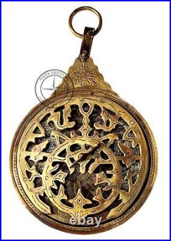 Antique Brass Astrological English Calendar Vintage Navigational Desk Astrolabe