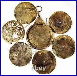 Antique Brass Astrological English Calendar Vintage Navigational Desk Astrolabe