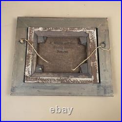 Antique Bunny Rabbit Oil Painting Picture Vintage Wooden Frame Realist Herring