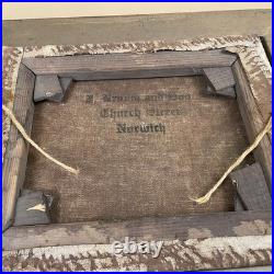 Antique Bunny Rabbit Oil Painting Picture Vintage Wooden Frame Realist Herring