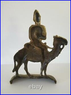 Antique Cast Brass English General Wolseley Camel Figure Door Stop c1890 Vintage