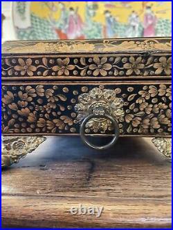 Antique Circa 1810 Fitted English Regency Penwork Games Box