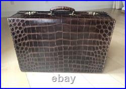 Antique Crocodile Leather Suitcase Vintage 20th Century English 1900