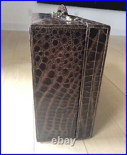 Antique Crocodile Leather Suitcase Vintage 20th Century English 1900