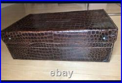 Antique Crocodile Leather Suitcase Vintage 20th Century English 1900