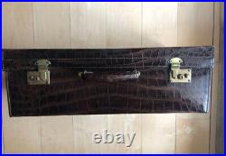 Antique Crocodile Leather Suitcase Vintage 20th Century English 1900