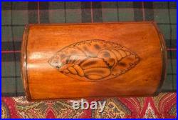 Antique ENGLISH GEORGE III WOOD SHELL INLAID TEA CADDY c. 1830