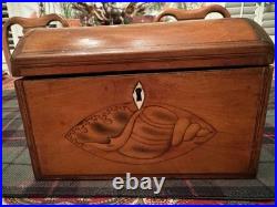 Antique ENGLISH GEORGE III WOOD SHELL INLAID TEA CADDY c. 1830