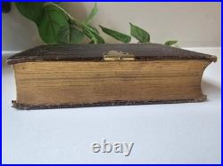 Antique Edinburgh Leather Bound Bible With Brass Clip Vintage Bible