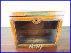 Antique Edwardian English Wooden Post Box Country Estate Glass Postal Box 1910s