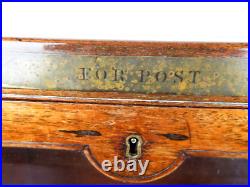 Antique Edwardian English Wooden Post Box Country Estate Glass Postal Box 1910s