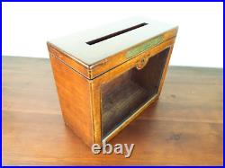 Antique Edwardian English Wooden Post Box Country Estate Glass Postal Box 1910s