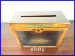 Antique Edwardian English Wooden Post Box Country Estate Glass Postal Box 1910s