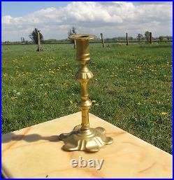 Antique English 18th Century Brass Candle Holder Vintage